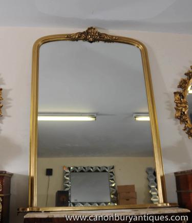 French Art Nouveau Gilt Pier Mirror Glass Mirrors